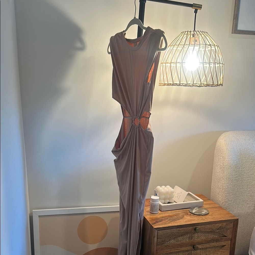 SHEIN Brown Cutout Maxi Dress